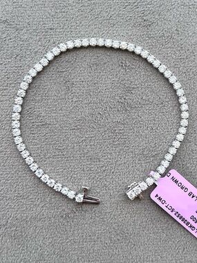 Rhodium Plated Sterling Silver 5 Carats Lab Grown Diamond Tennis Bracelet